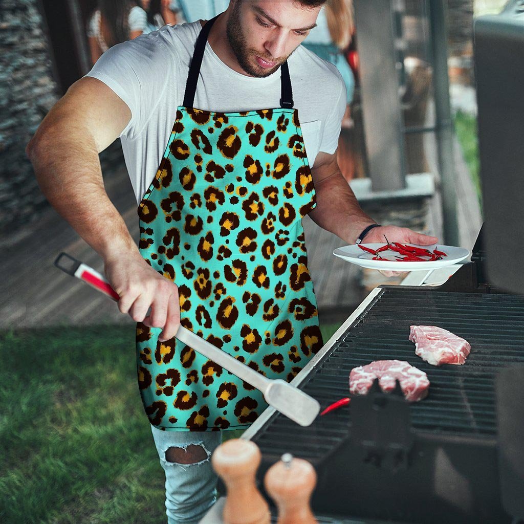 Teal Cheetah Men's Apron-grizzshop