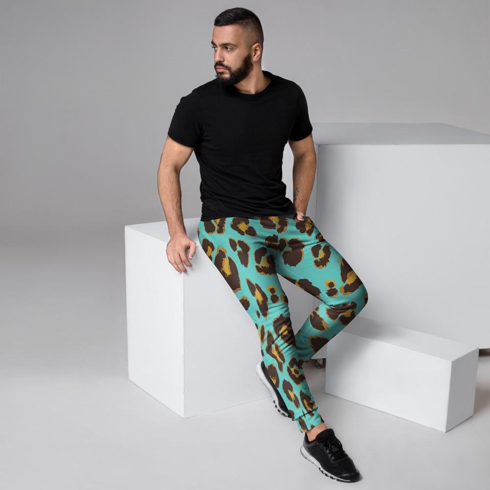 Teal Cheetah Men's Joggers-grizzshop