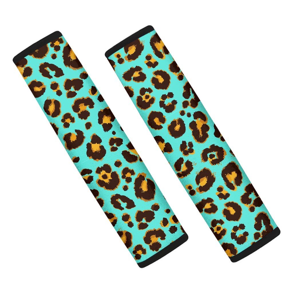Teal Cheetah Seat Belt Cover-grizzshop