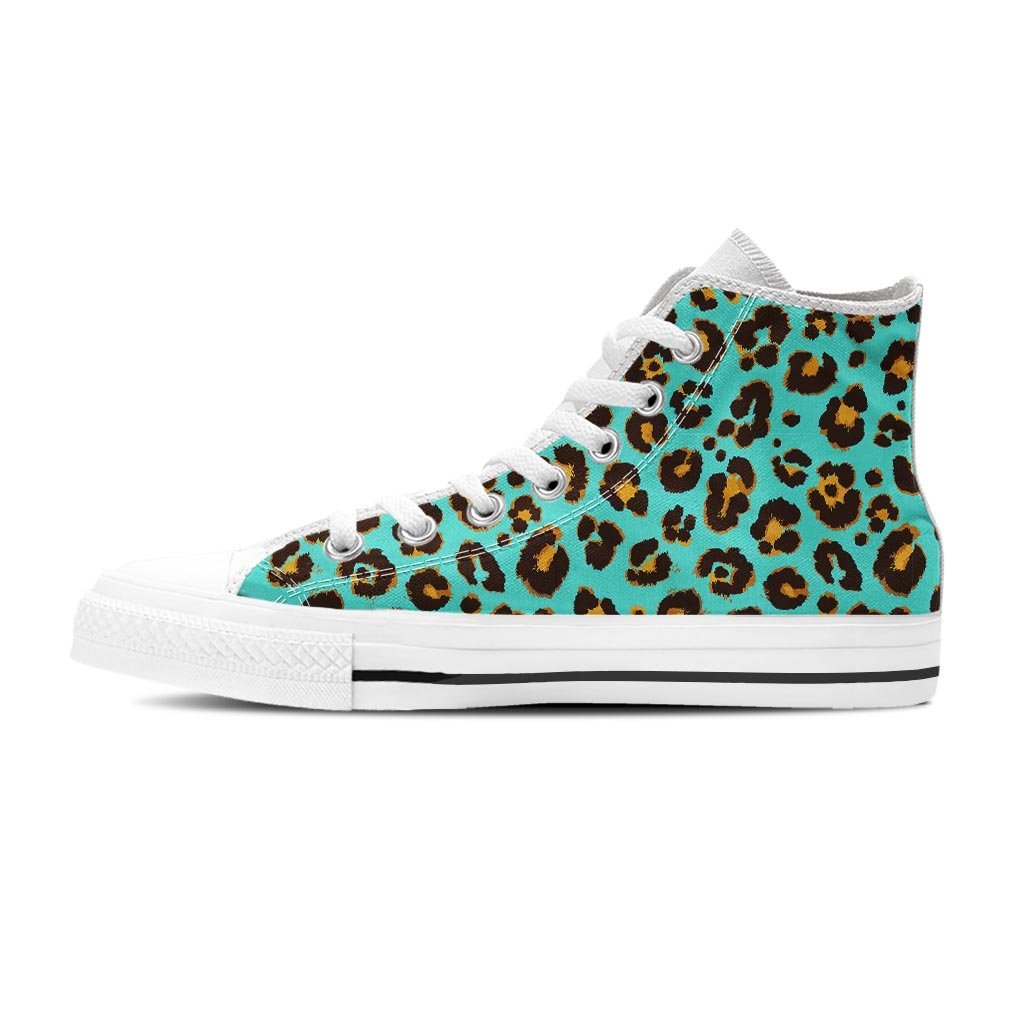 Teal Cheetah Women's High Top Shoes-grizzshop