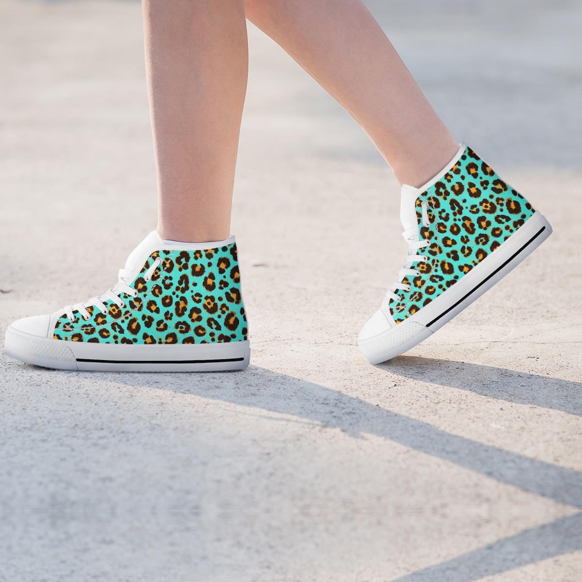 Teal Cheetah Women's High Top Shoes-grizzshop