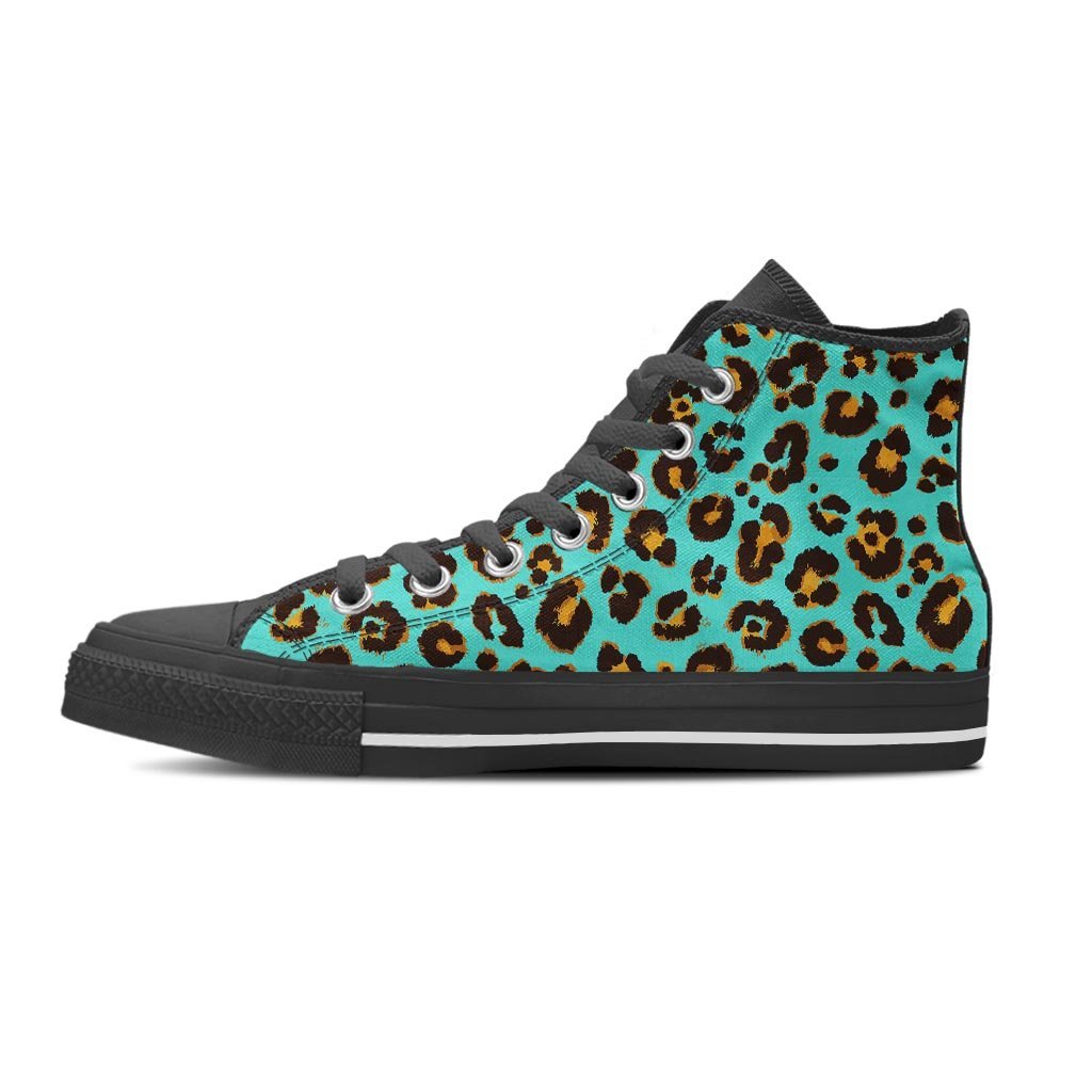 Teal Cheetah Women's High Top Shoes-grizzshop
