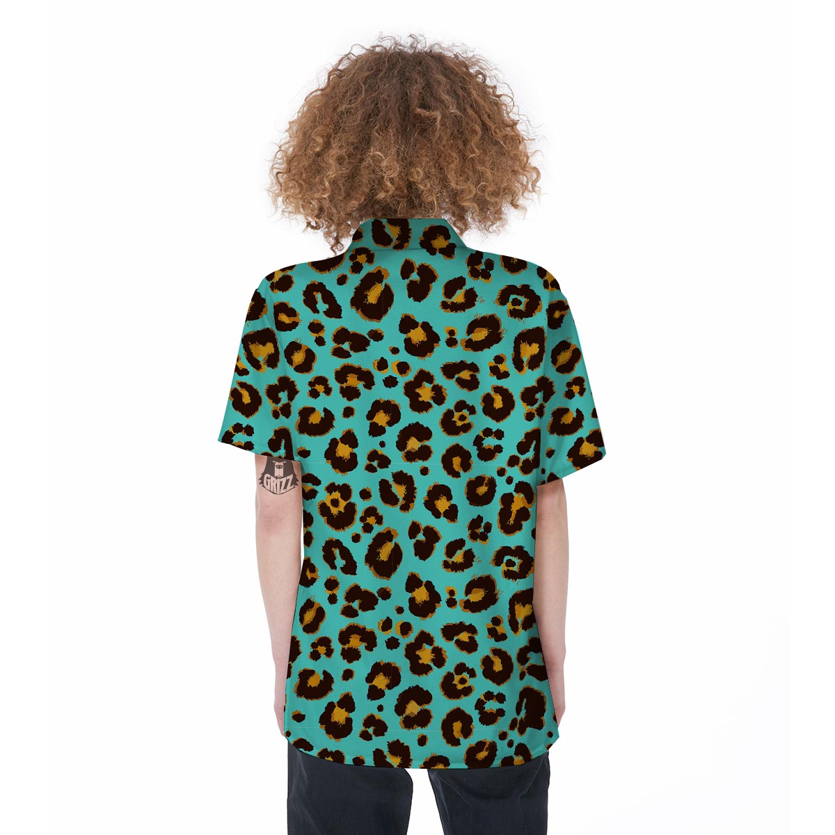 Teal Cheetah Women's Short Sleeve Shirts-grizzshop