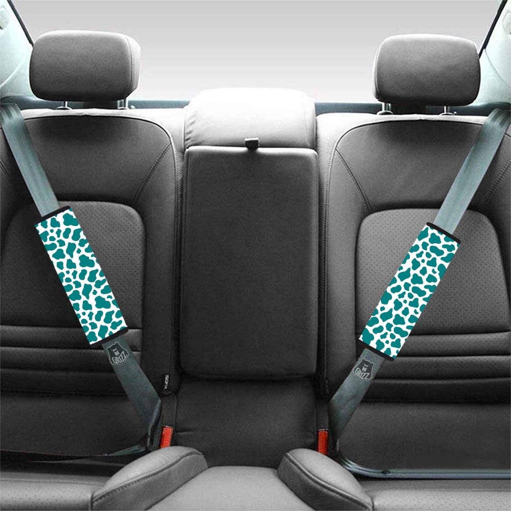 Teal Cow Print Pattern Car Seat Belt Cover-grizzshop