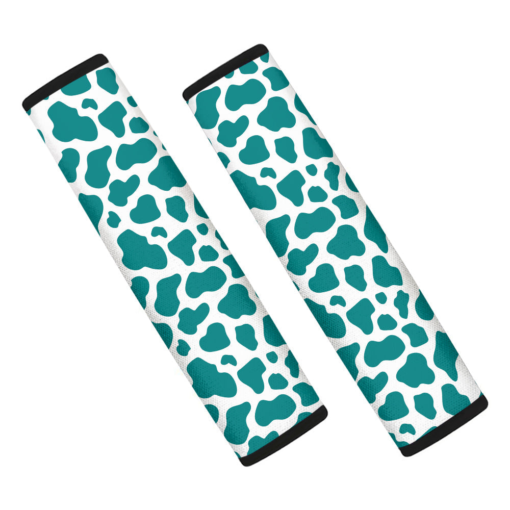 Teal Cow Print Pattern Car Seat Belt Cover-grizzshop