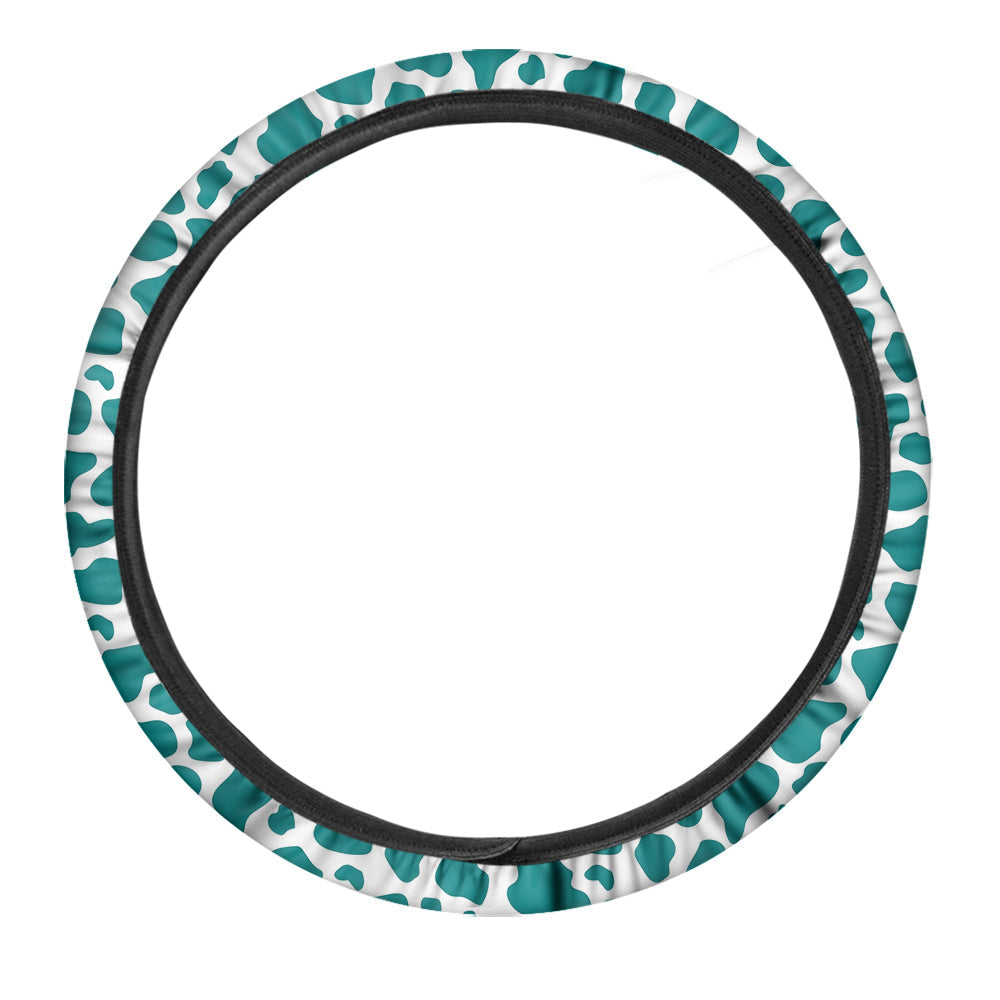Teal Cow Print Pattern Car Steering Wheel Cover-grizzshop