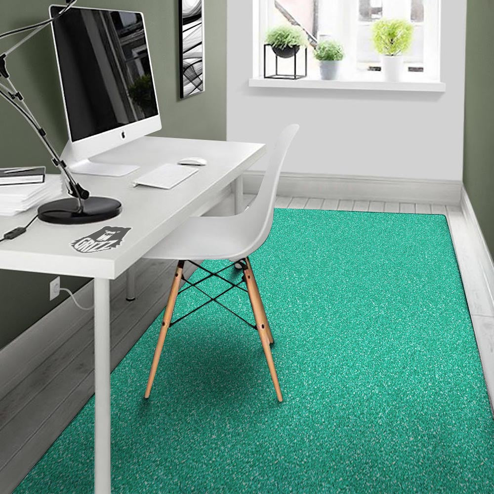 Teal Glitter Texture Print Floor Mat-grizzshop