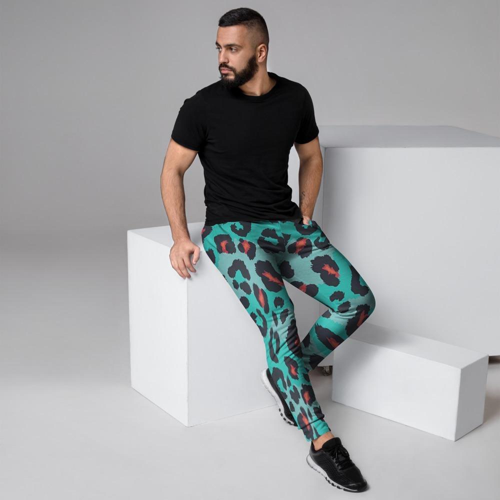 Teal Leopard Men's Joggers-grizzshop