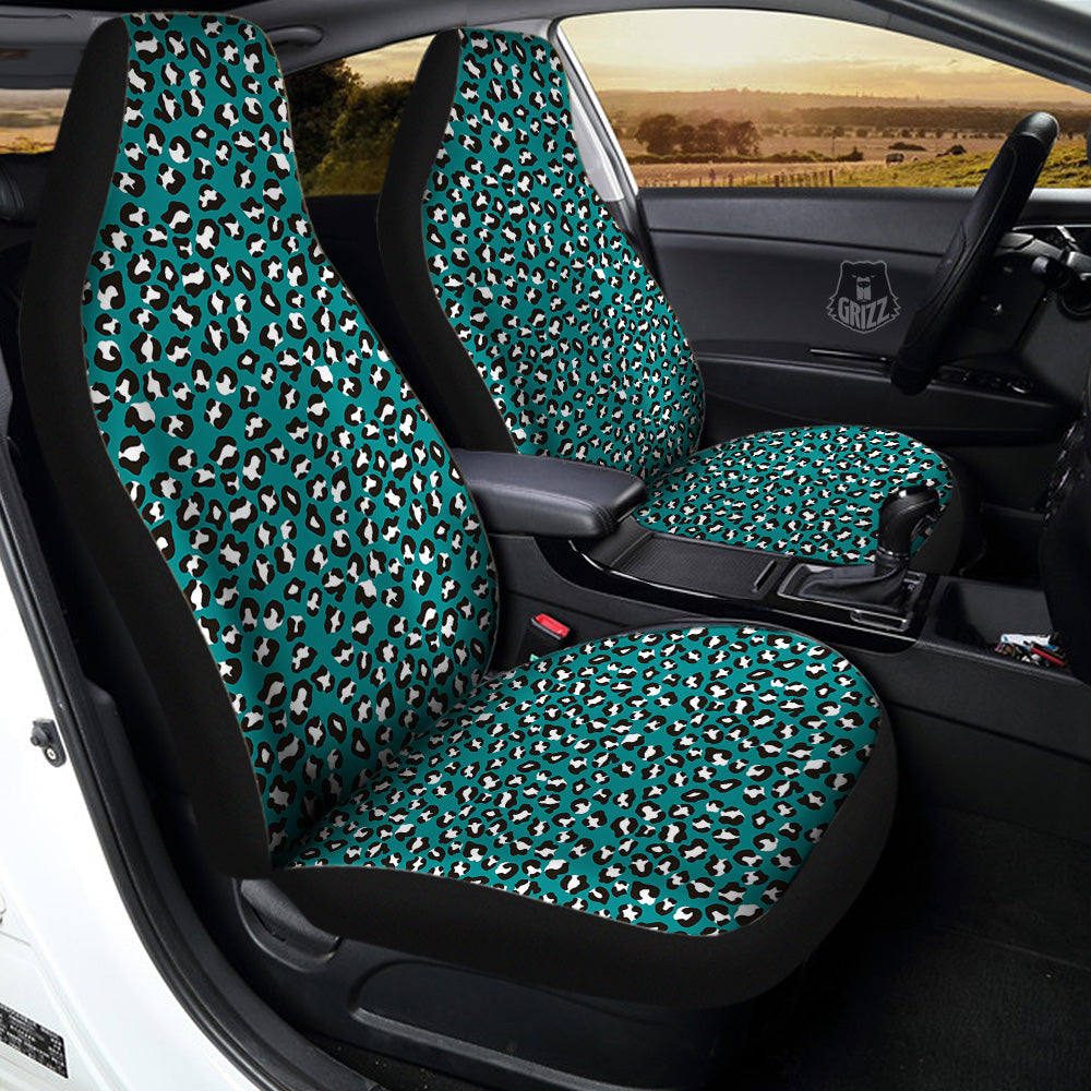 Teal Leopard Print Pattern Car Seat Covers-grizzshop