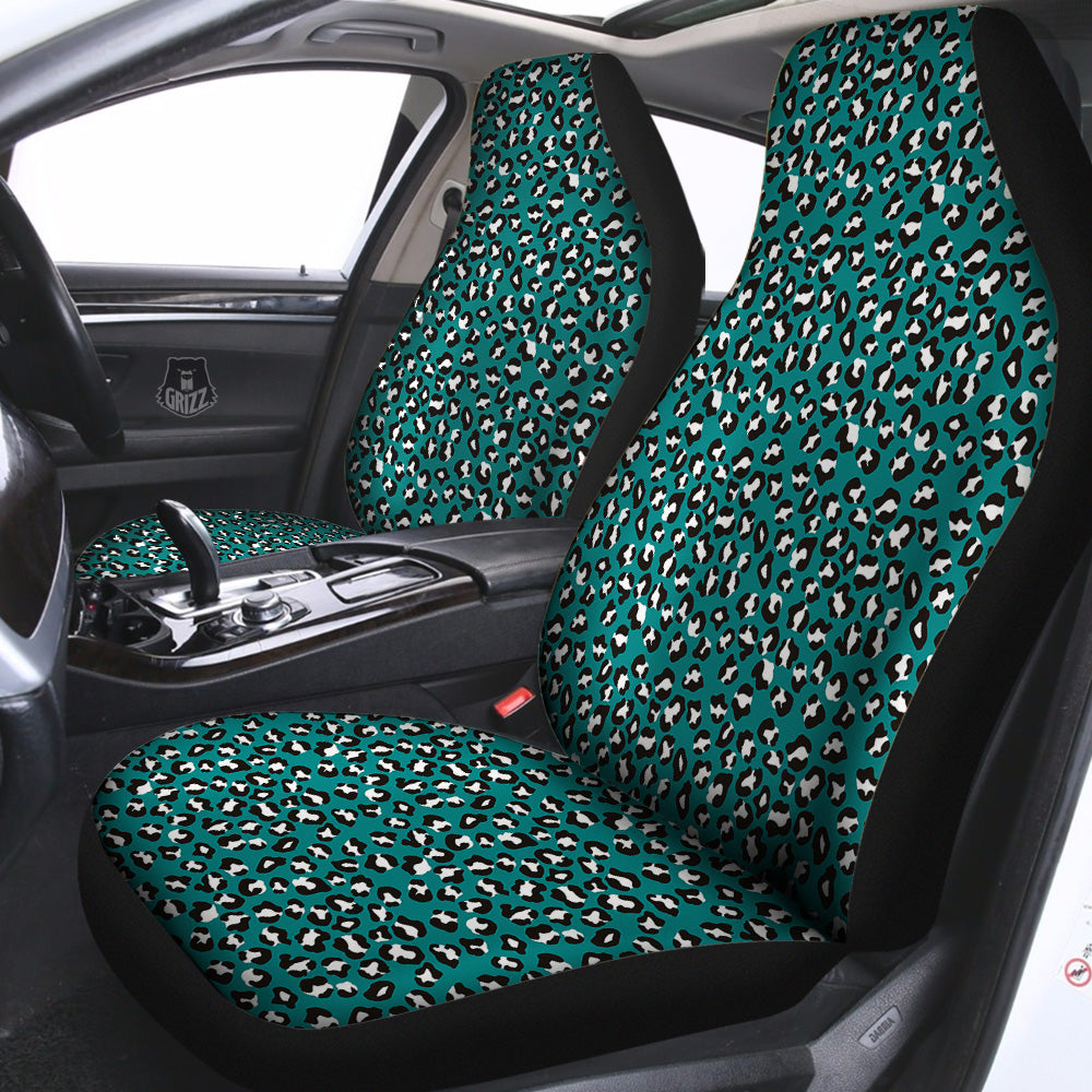 Teal Leopard Print Pattern Car Seat Covers-grizzshop