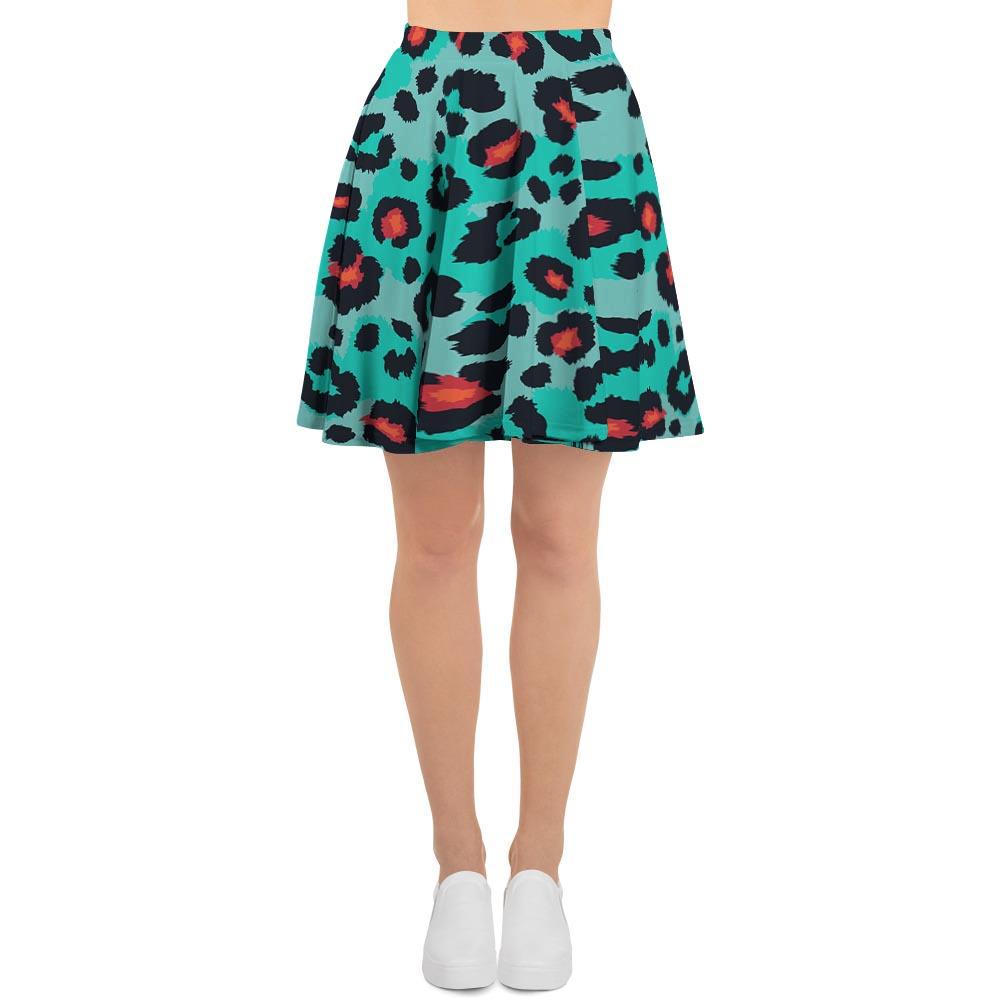 Teal Leopard Women's Skirt-grizzshop