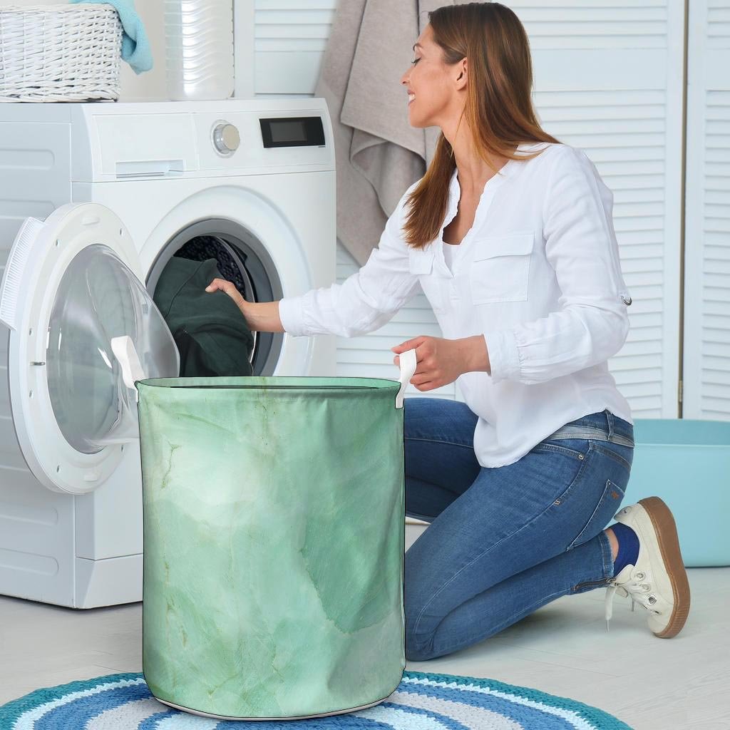Teal Marble Laundry Basket-grizzshop