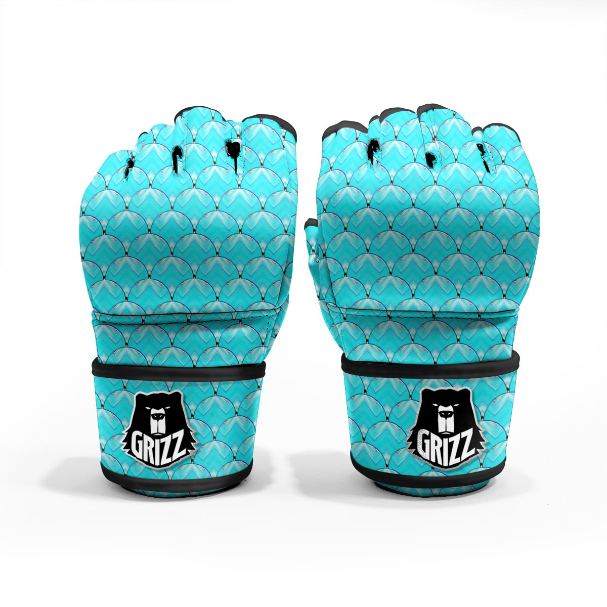 Teal Marble Print Pattern MMA Gloves-grizzshop