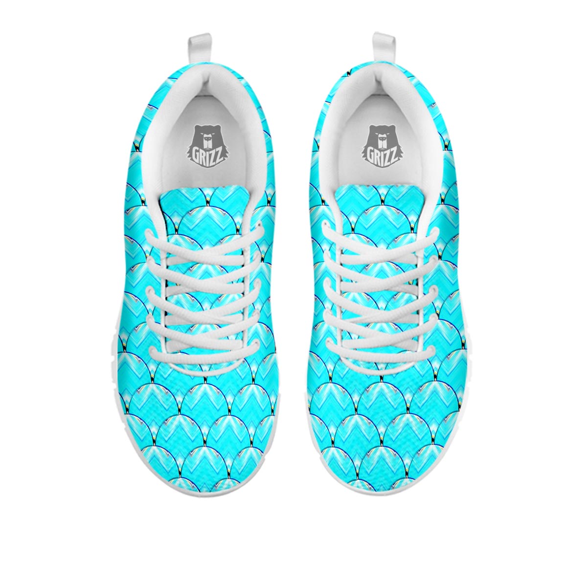 Teal Marble Print Pattern White Sneaker-grizzshop