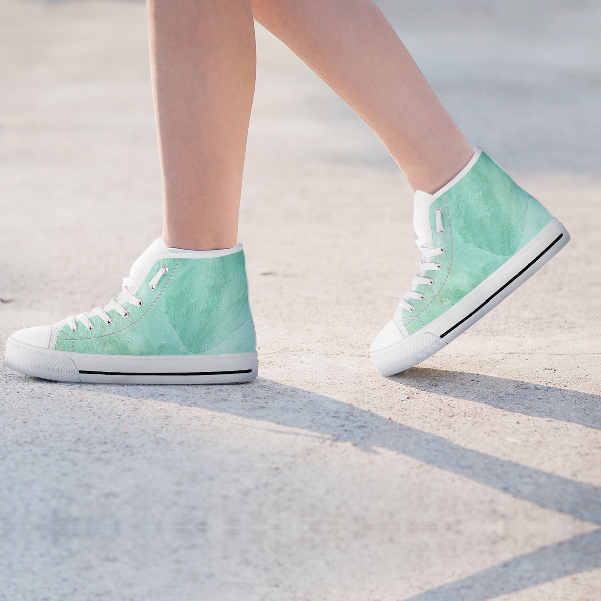 Teal Marble Women's High Top Shoes-grizzshop