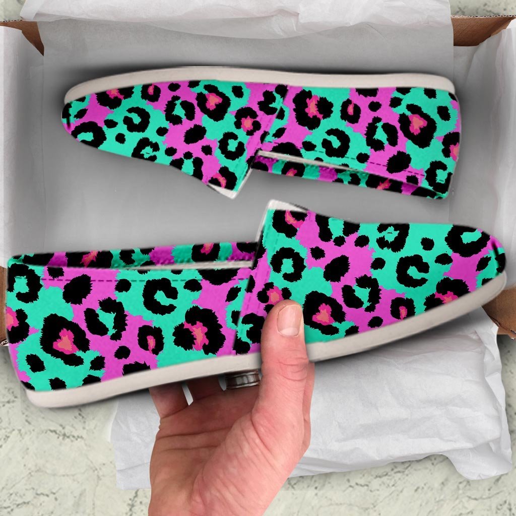 Teal Pink Leopard Canvas Shoes-grizzshop