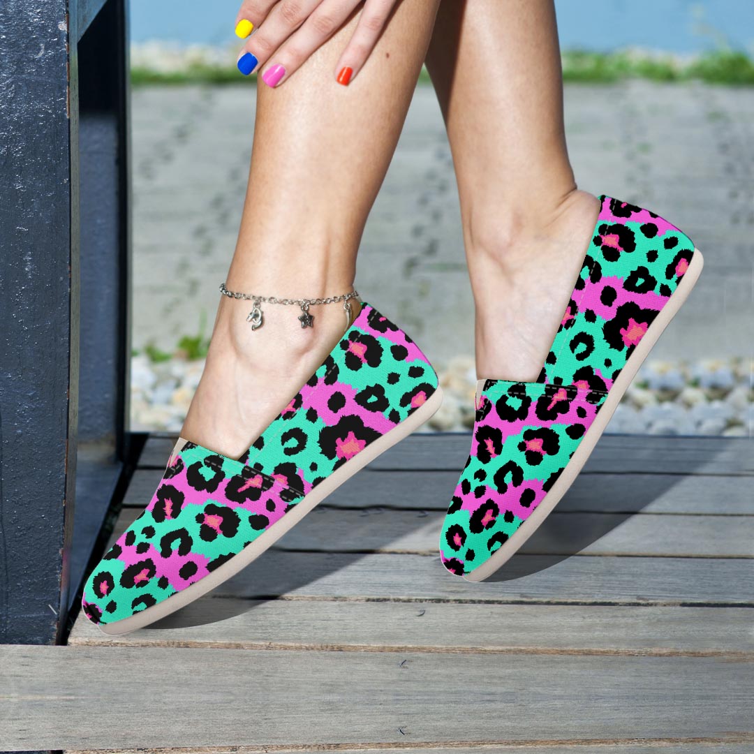 Teal Pink Leopard Canvas Shoes-grizzshop