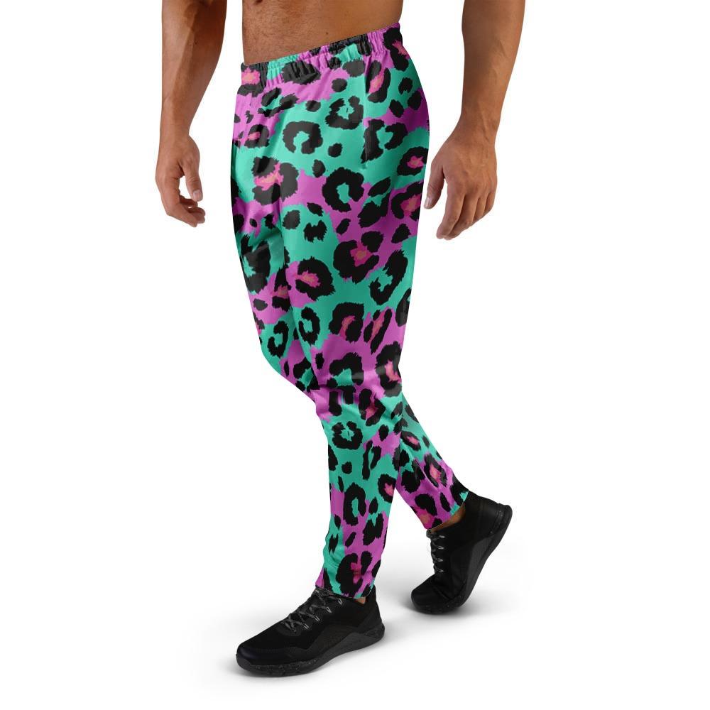 Teal Pink Leopard Men's Joggers-grizzshop