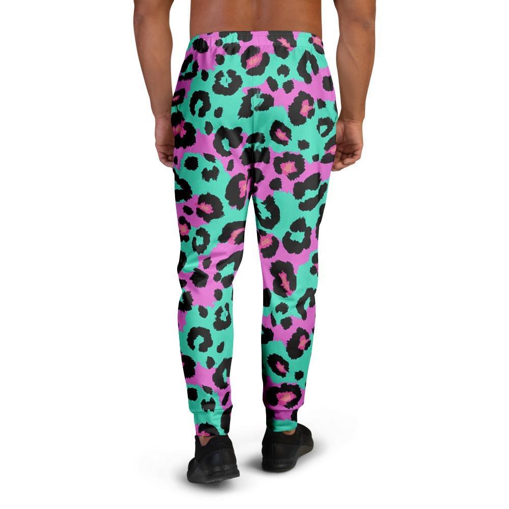 Teal Pink Leopard Men's Joggers-grizzshop