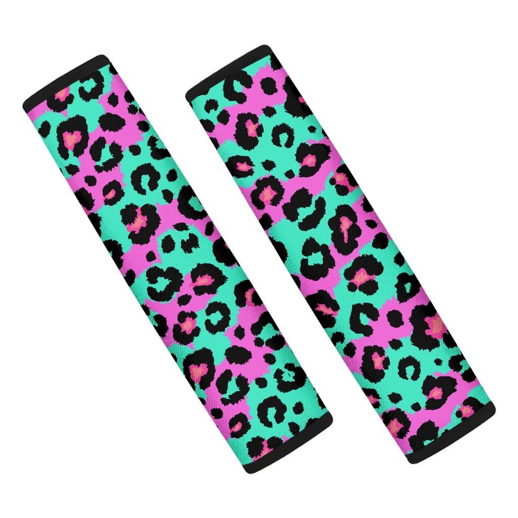 Teal Pink Leopard Seat Belt Cover-grizzshop