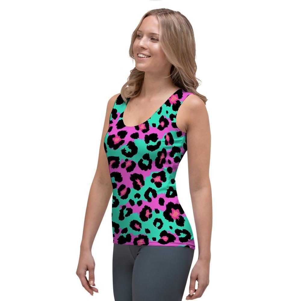 Teal Pink Leopard Women's Tank Top-grizzshop