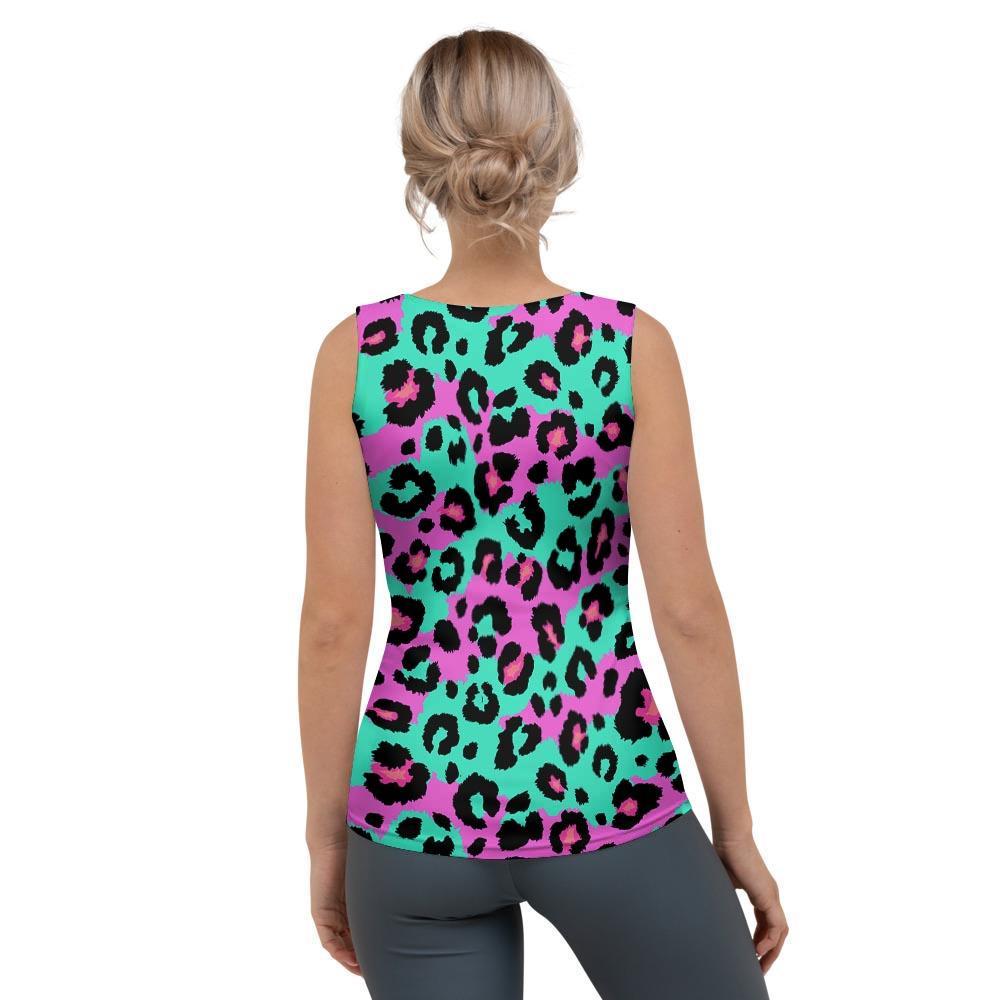 Teal Pink Leopard Women's Tank Top-grizzshop