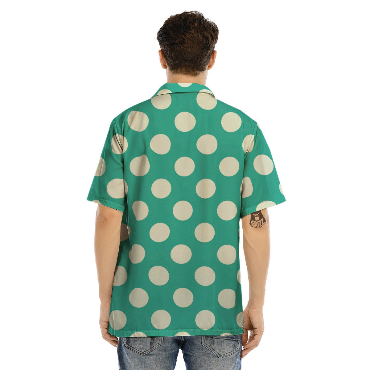 Teal Polka Dot Men’s Hawaiian Shirt-grizzshop