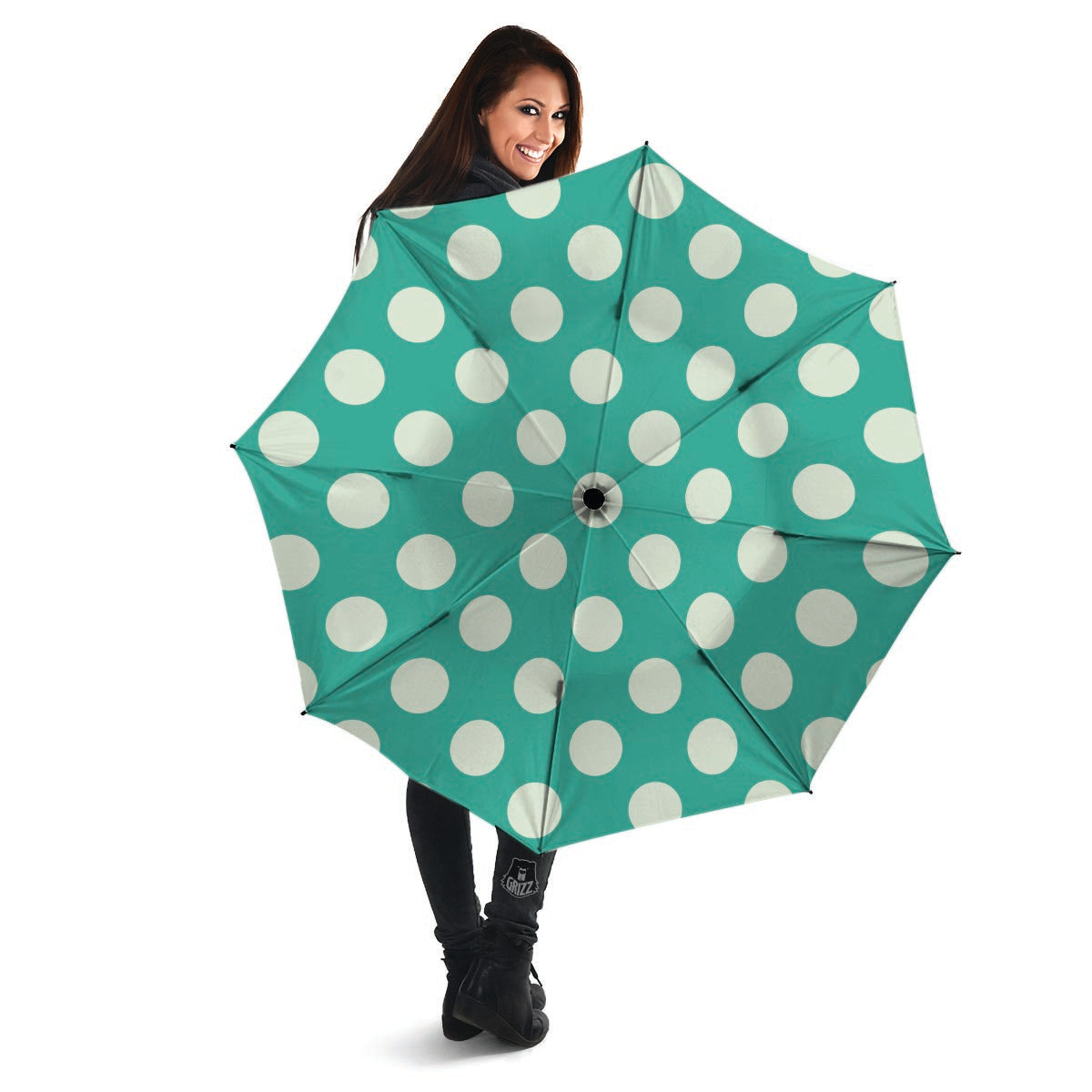 Teal Polka Dot Umbrella-grizzshop