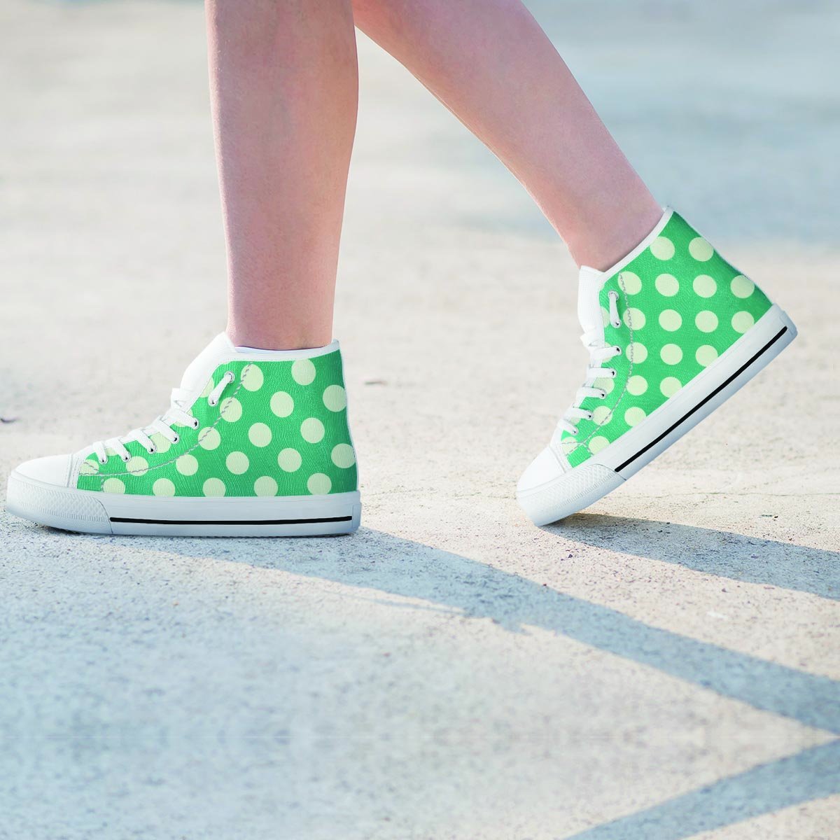 Teal Polka Dot Women's High Top Shoes-grizzshop