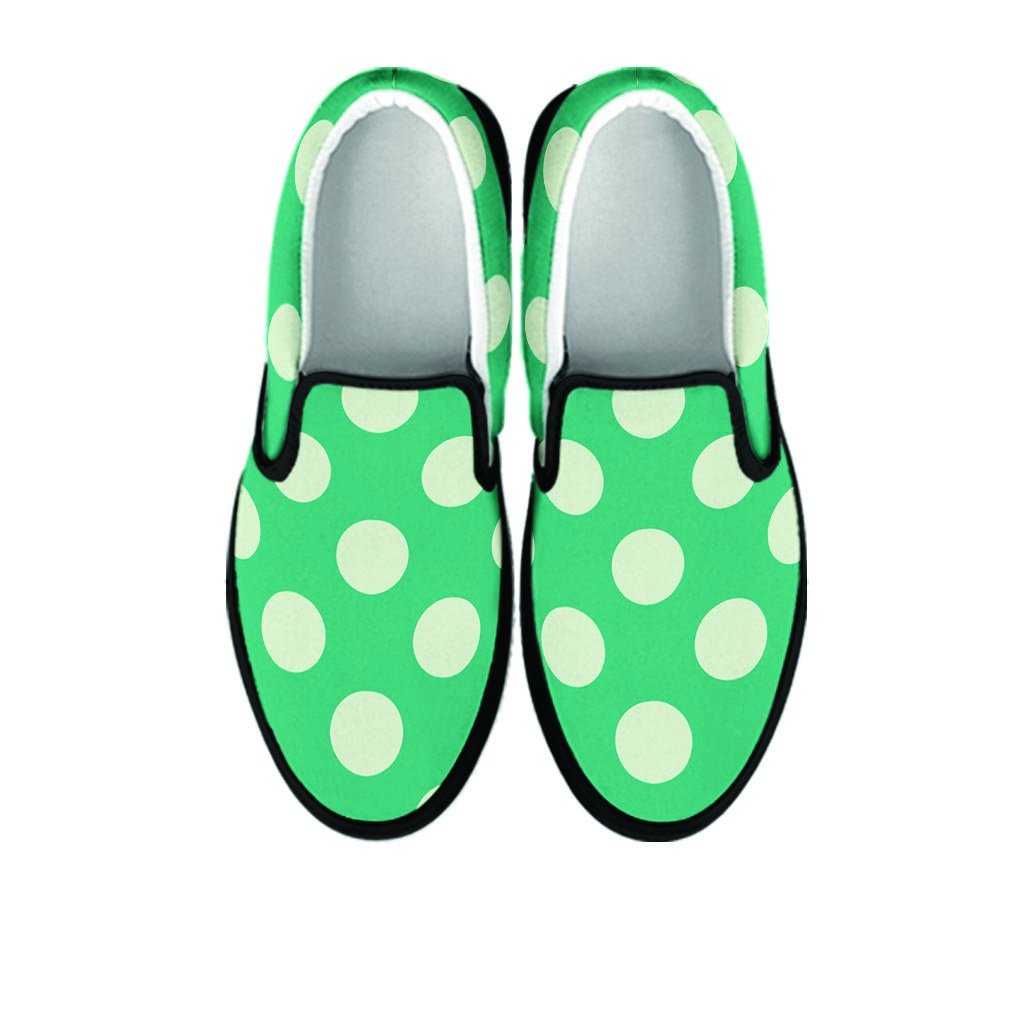 Teal Polka Dot Women's Slip On Sneakers-grizzshop