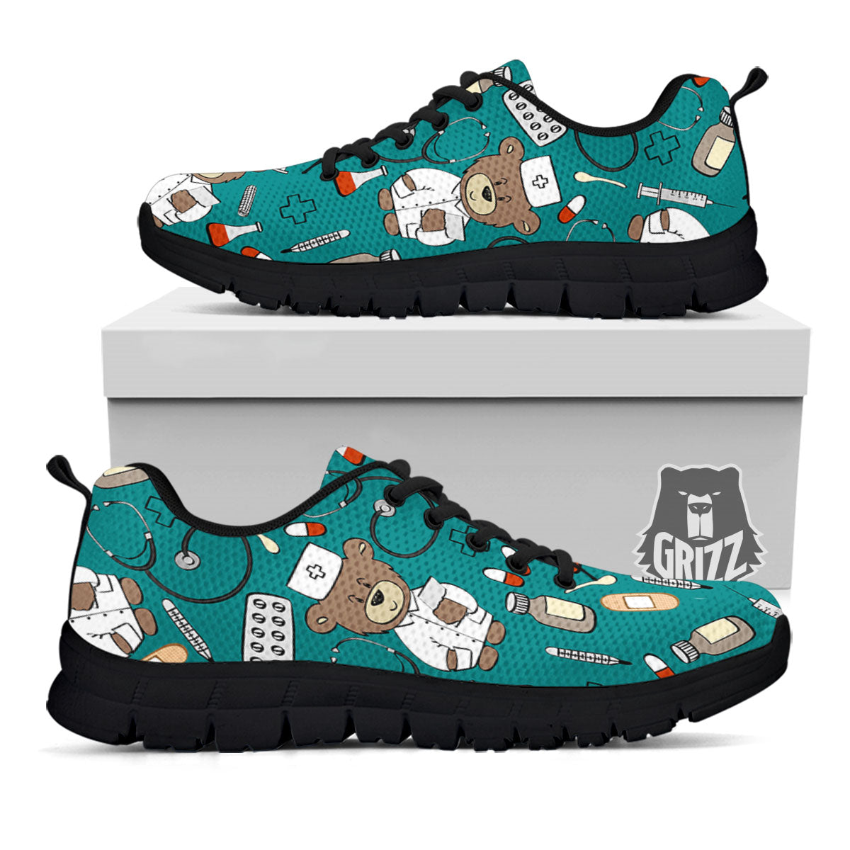 Teal Teddy Bear Nurse - Sneakers-grizzshop
