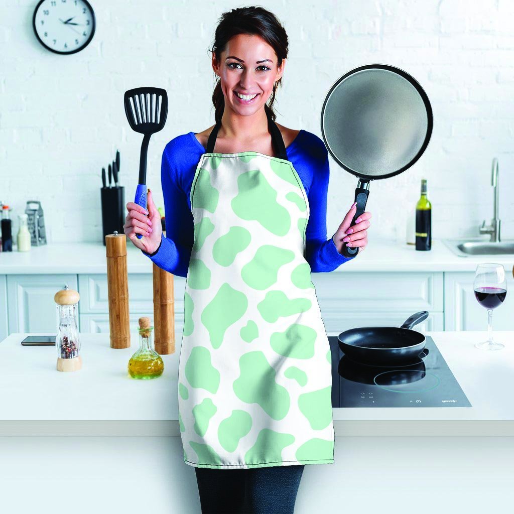 Teal And White Cow Print Women's Apron-grizzshop