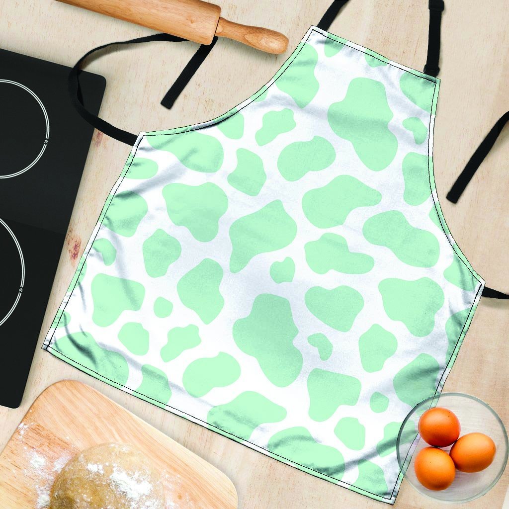 Teal And White Cow Print Women's Apron-grizzshop