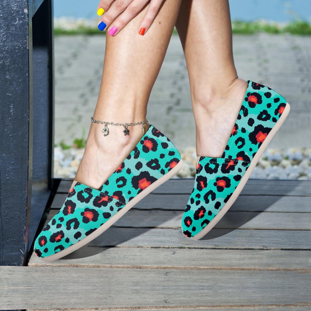 Teal Leopard Canvas Shoes-grizzshop