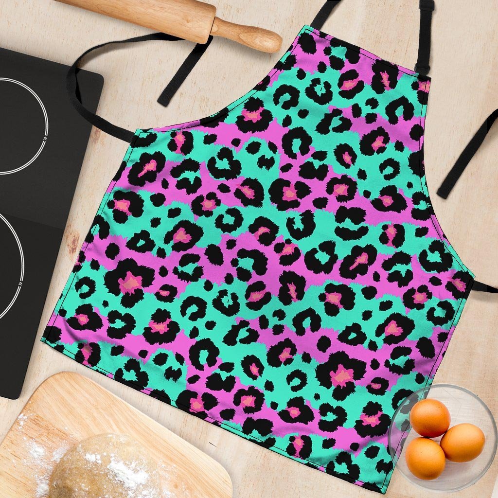 Teal Pink Leopard Women's Apron-grizzshop