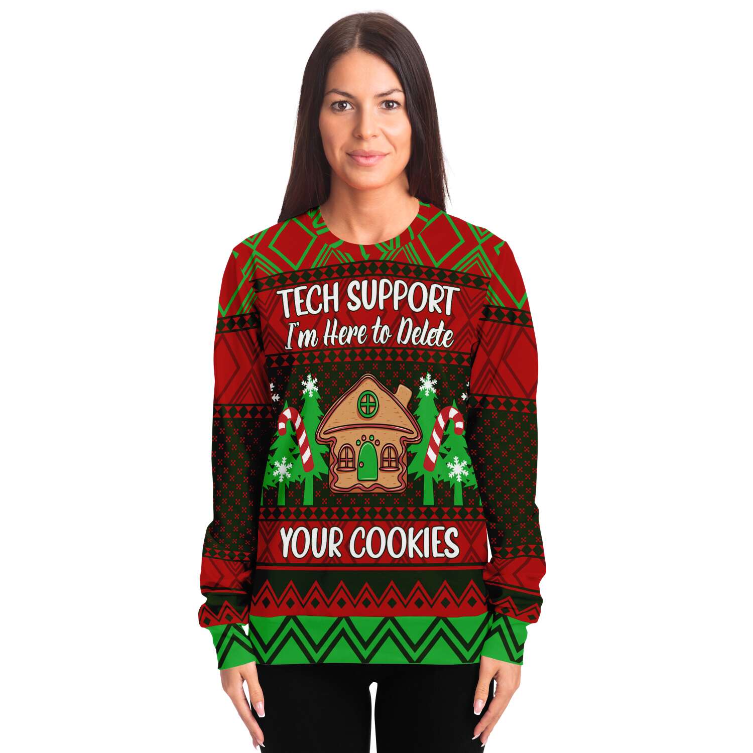 Tech Support I Am Here To Delete Your Cookie Ugly Christmas Sweater-grizzshop