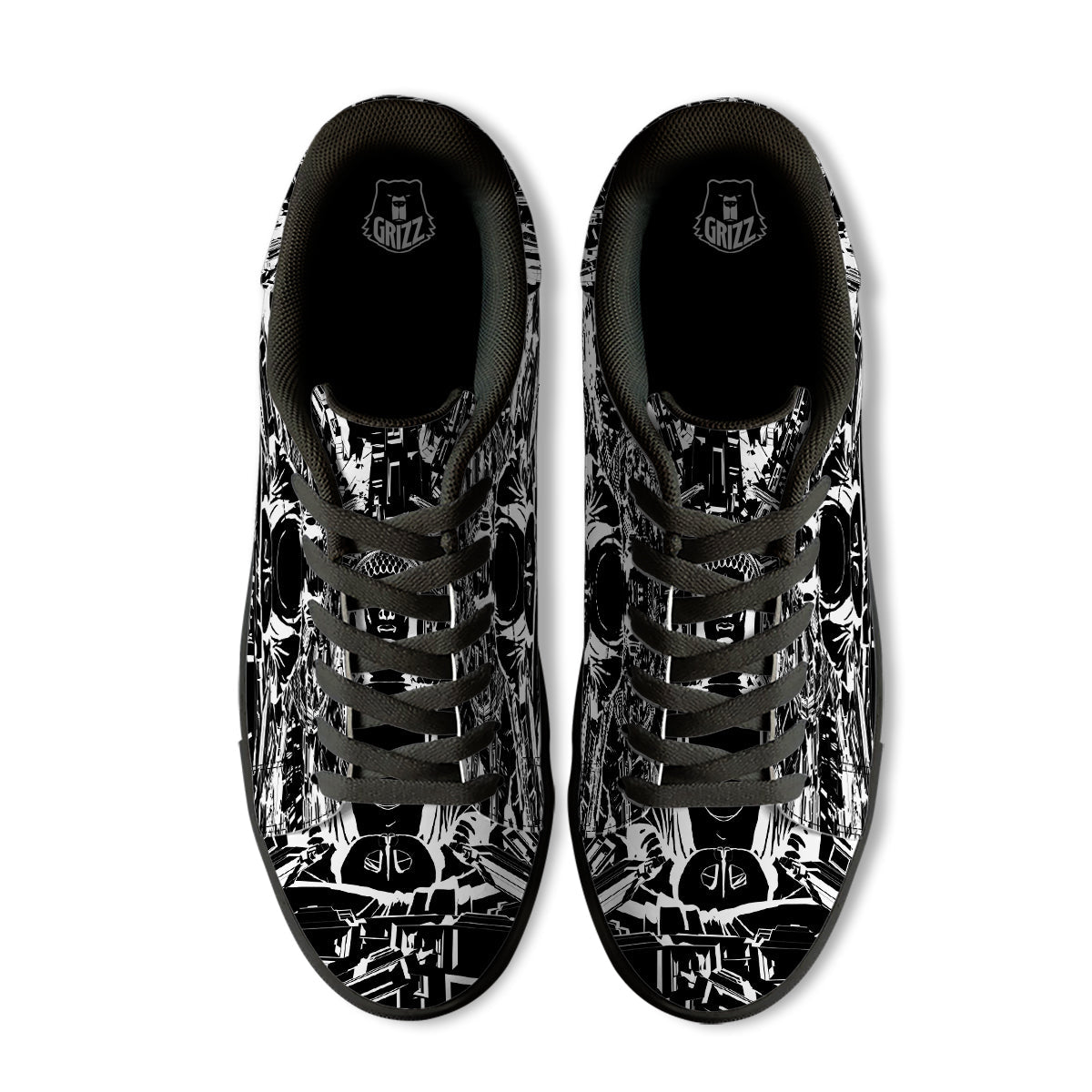 Technical Buddha Black And White Print Black Low Top Sneakers-grizzshop