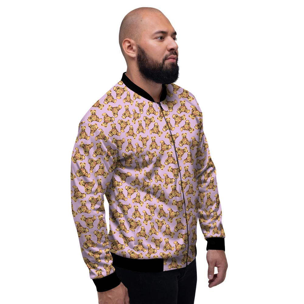 Teddy Bear Cute Print Pattern Men's Bomber Jacket-grizzshop