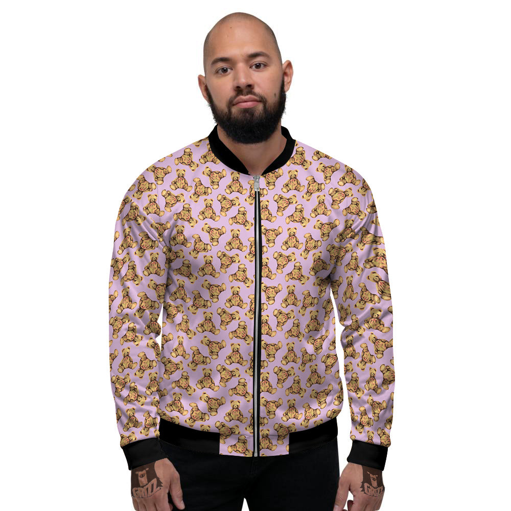 Teddy Bear Cute Print Pattern Men's Bomber Jacket-grizzshop