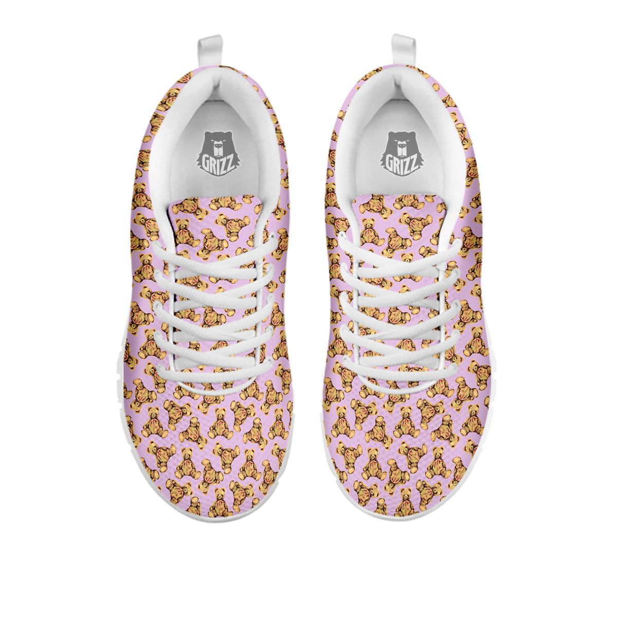 Teddy Bear Cute Print Pattern White Sneaker-grizzshop