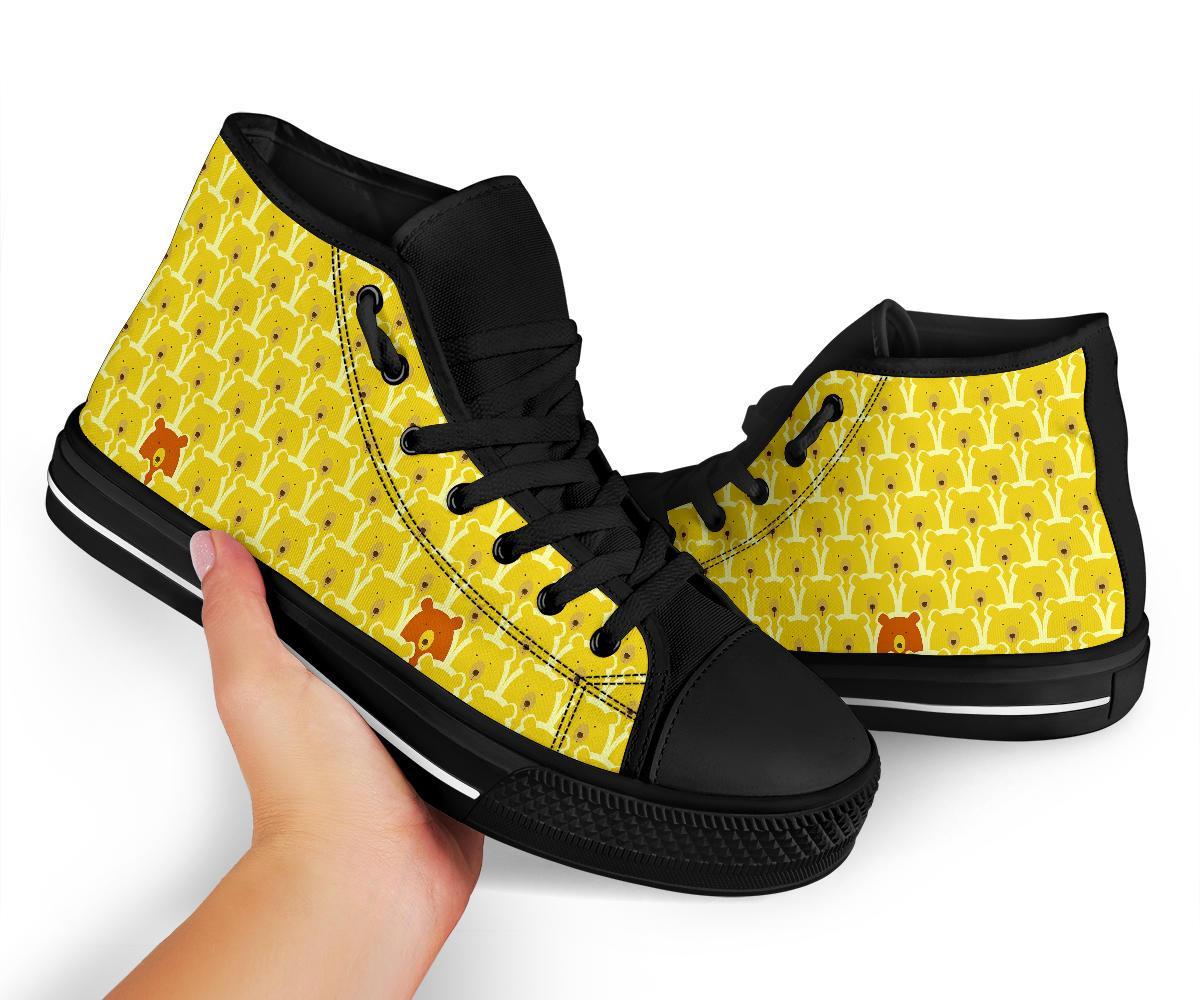 Teddy Bear Pattern Print Men Women's High Top Shoes-grizzshop