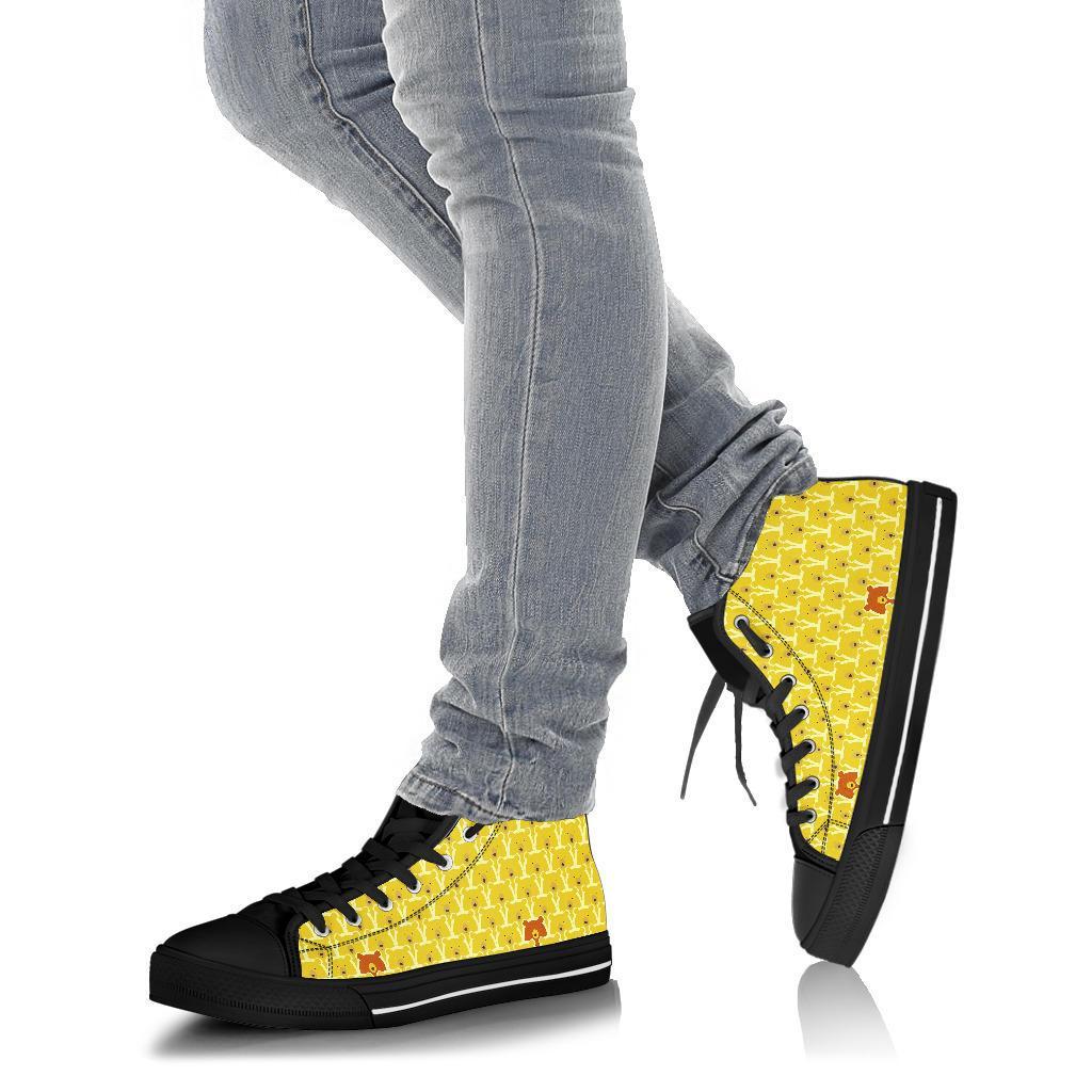 Teddy Bear Pattern Print Men Women's High Top Shoes-grizzshop