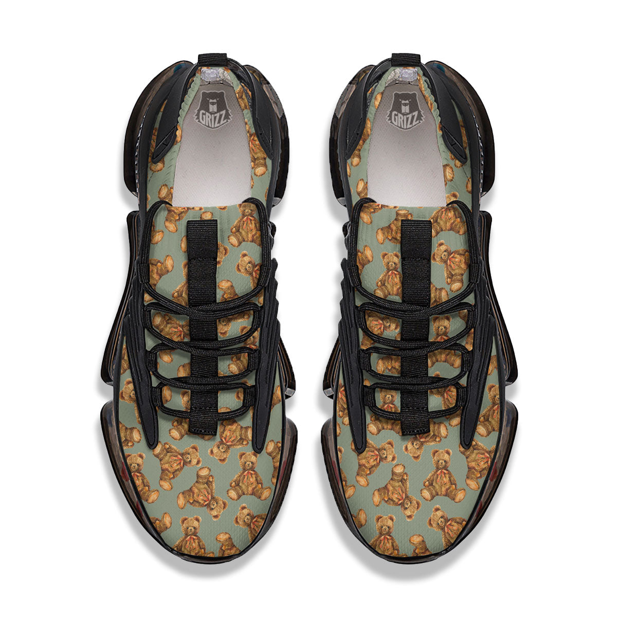 Teddy Bear Watercolor Print Pattern Black Gym Shoes-grizzshop
