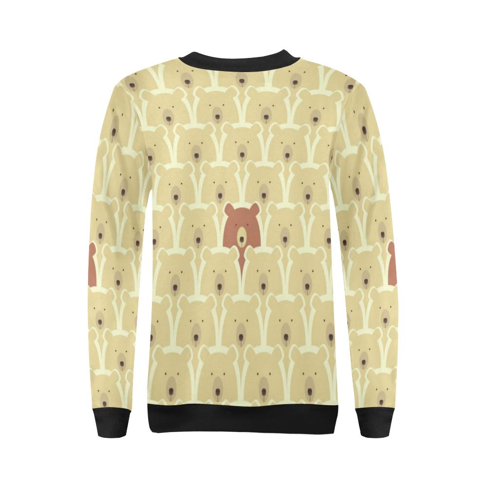 Teddy Bear Pattern Print Women Crewneck Sweatshirt-grizzshop
