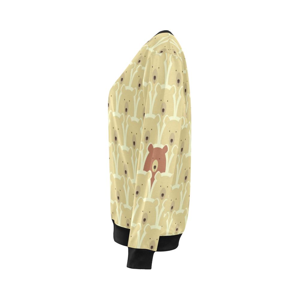 Teddy Bear Pattern Print Women Crewneck Sweatshirt-grizzshop