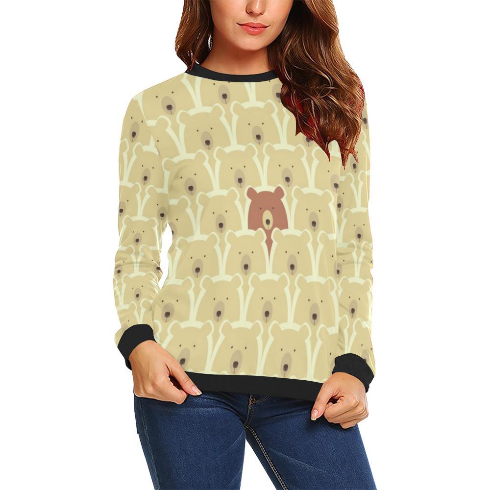 Teddy Bear Pattern Print Women Crewneck Sweatshirt-grizzshop