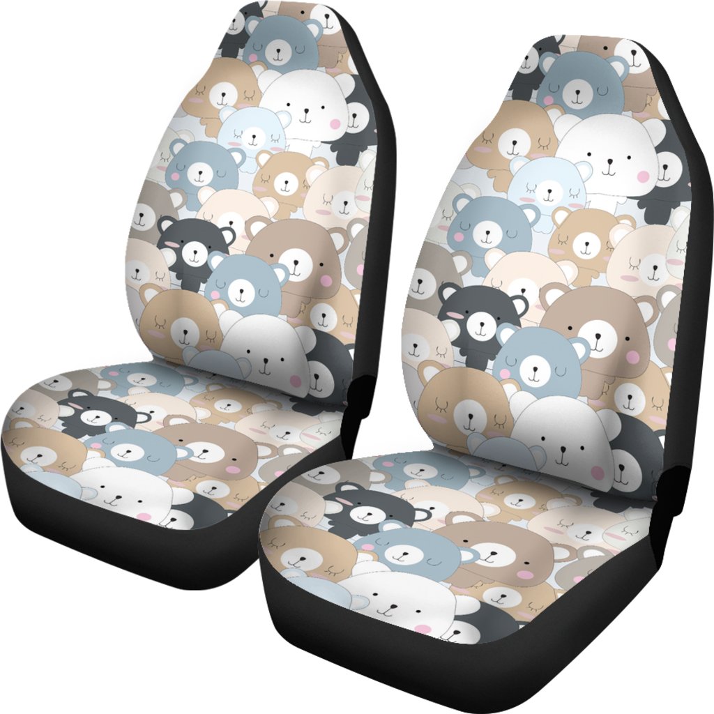 Teddy Bear Print Pattern Universal Fit Car Seat Cover-grizzshop