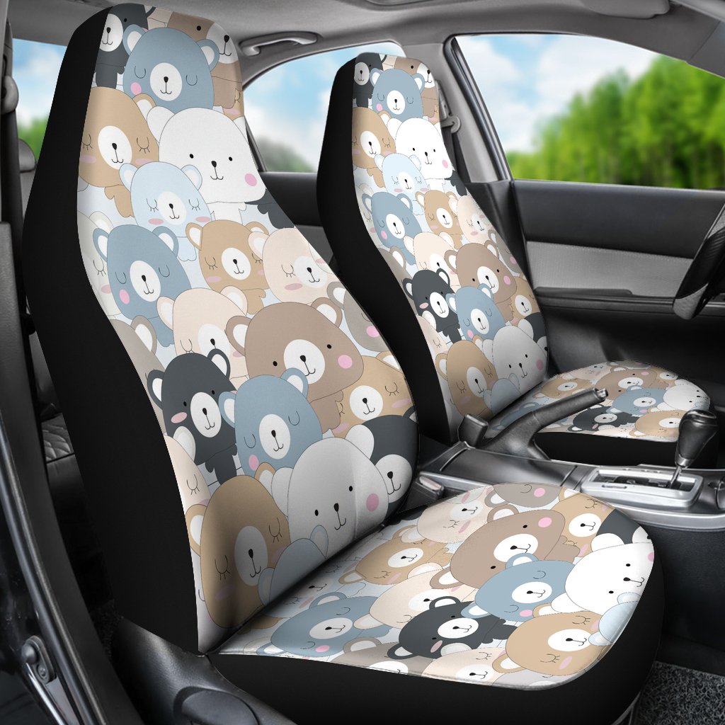 Teddy Bear Print Pattern Universal Fit Car Seat Cover-grizzshop