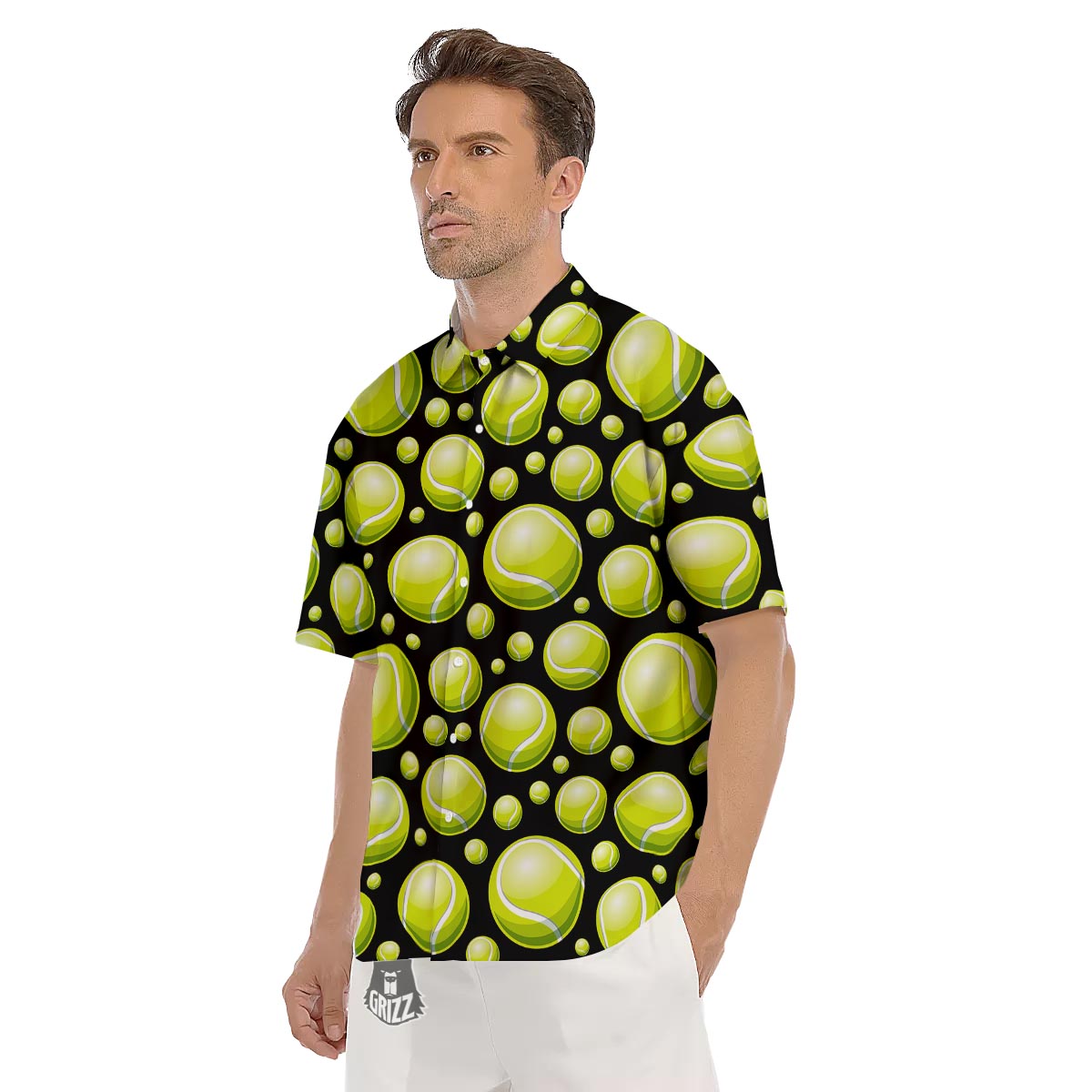 Tennis Balls Print Pattern Men's Short Sleeve Shirts-grizzshop