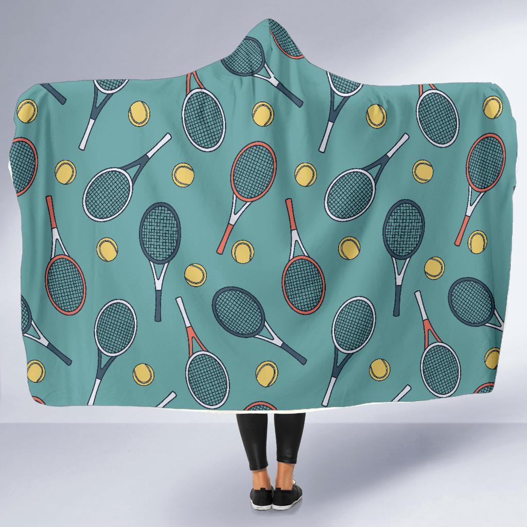 Tennis Print Pattern Hooded Blanket-grizzshop